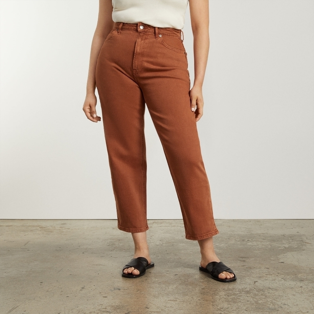 EVERLANE Way-High Curvy Jean - Brown Size 24 Reg Brown High Rise